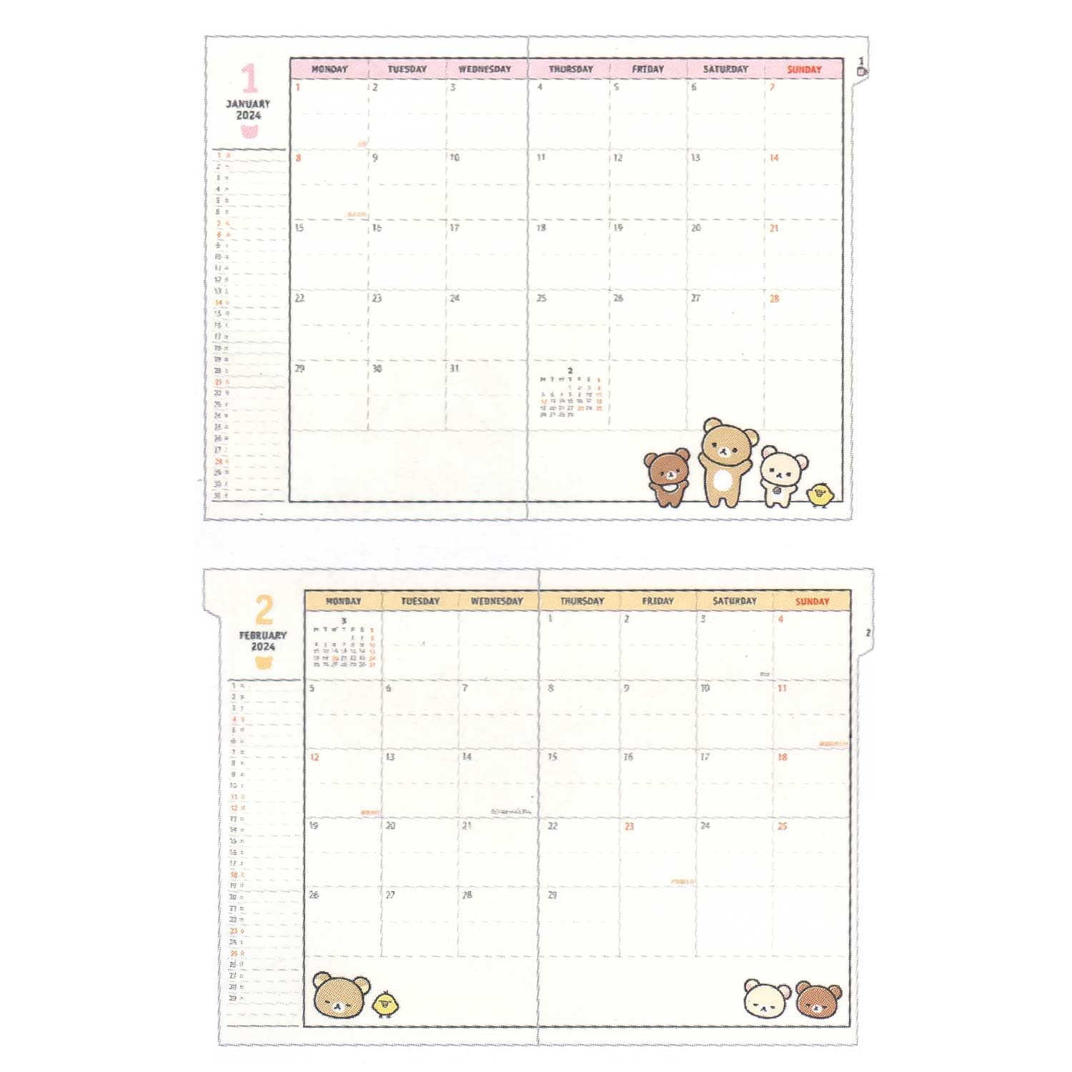 Amazon.co.jp: サンエックス 2024年 リラックマ 手帳 マンスリー 糸